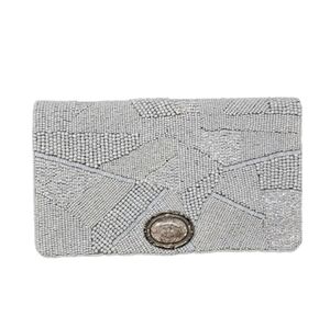 Mary Frances Beaded Clutch Silver-Gray